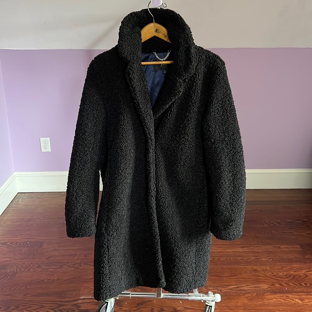 JCrew Teddy Sherpa Topcoat in black